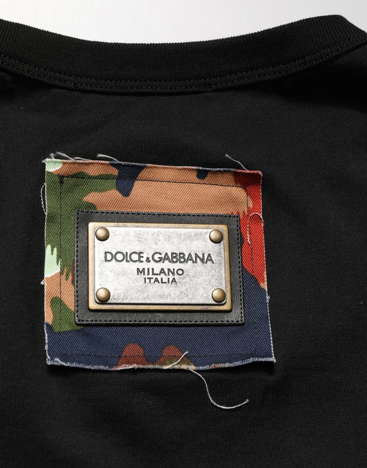 Dolce &amp; Gabbana Black Italians do it Better Camo Pocket Men T-shirt
