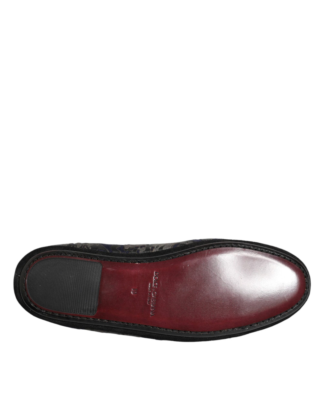 Men’s Dolce &amp; Gabbana Black Jacquard Leather Slip on Loafers Shoes
