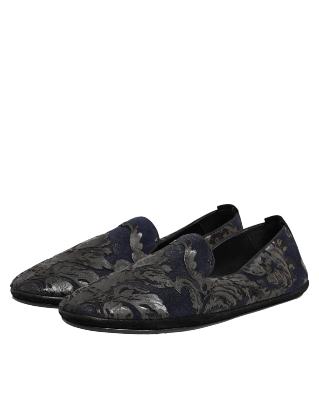 Men’s Dolce &amp; Gabbana Black Jacquard Leather Slip on Loafers Shoes
