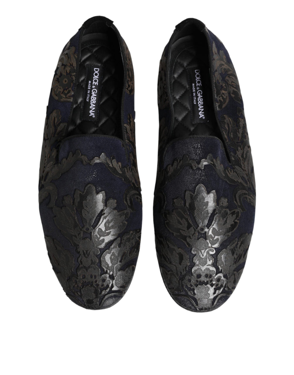 Men’s Dolce & Gabbana Black Jacquard Leather Slip on Loafers Shoes