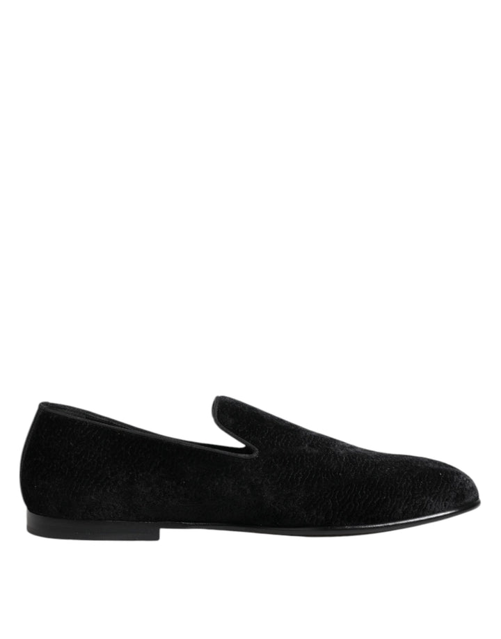 Men’s Dolce &amp; Gabbana Black Jacquard Loafers Formal Men Dress Shoes