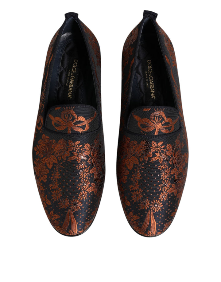Men’s Dolce &amp; Gabbana Black Jacquard Polyester Slip on Loafers Shoes