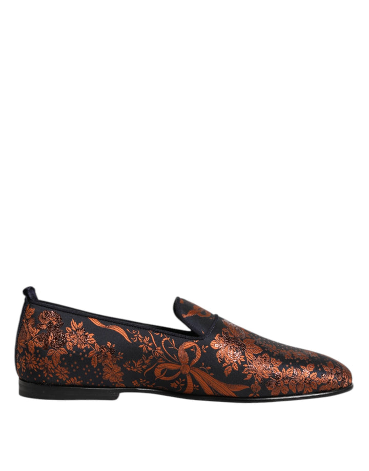 Men’s Dolce &amp; Gabbana Black Jacquard Polyester Slip on Loafers Shoes