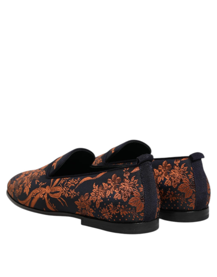 Men’s Dolce &amp; Gabbana Black Jacquard Polyester Slip on Loafers Shoes