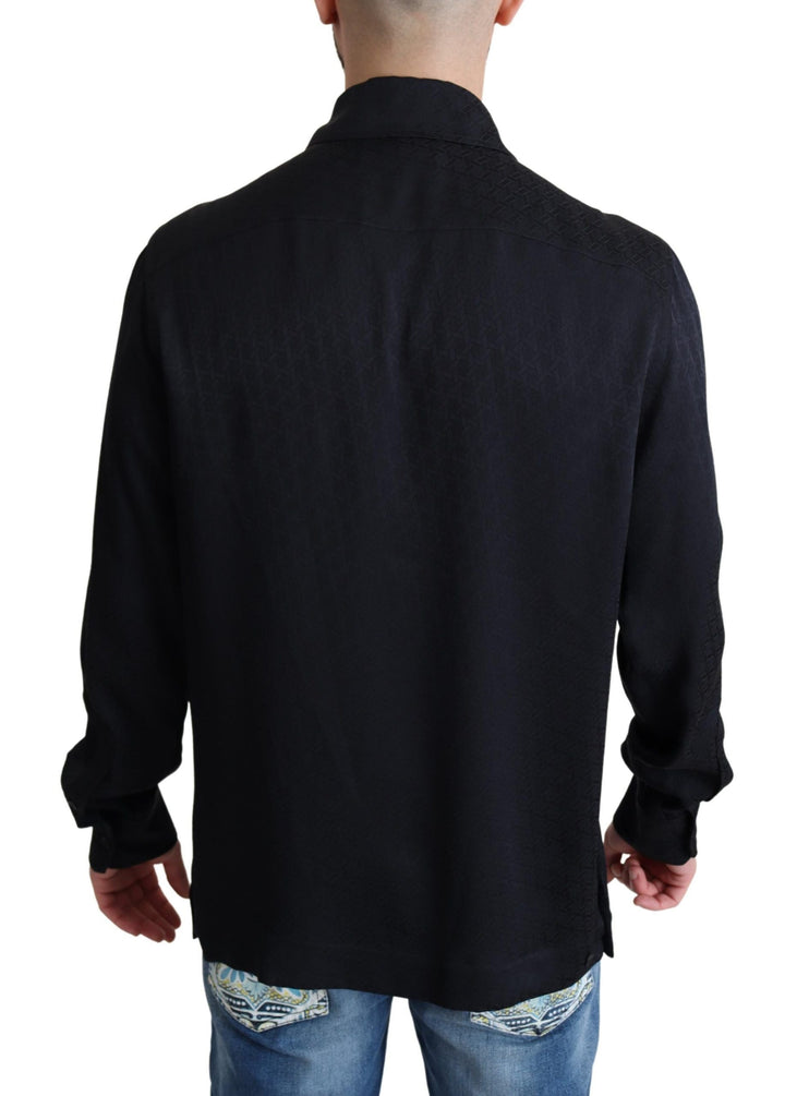 Men’s Dolce &amp; Gabbana Black Jacquard Silk Casual Button Down Shirt