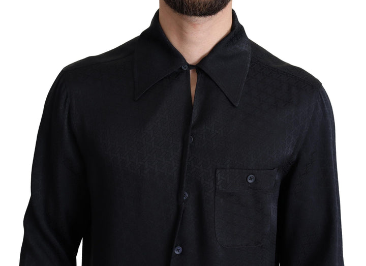 Men’s Dolce &amp; Gabbana Black Jacquard Silk Casual Button Down Shirt
