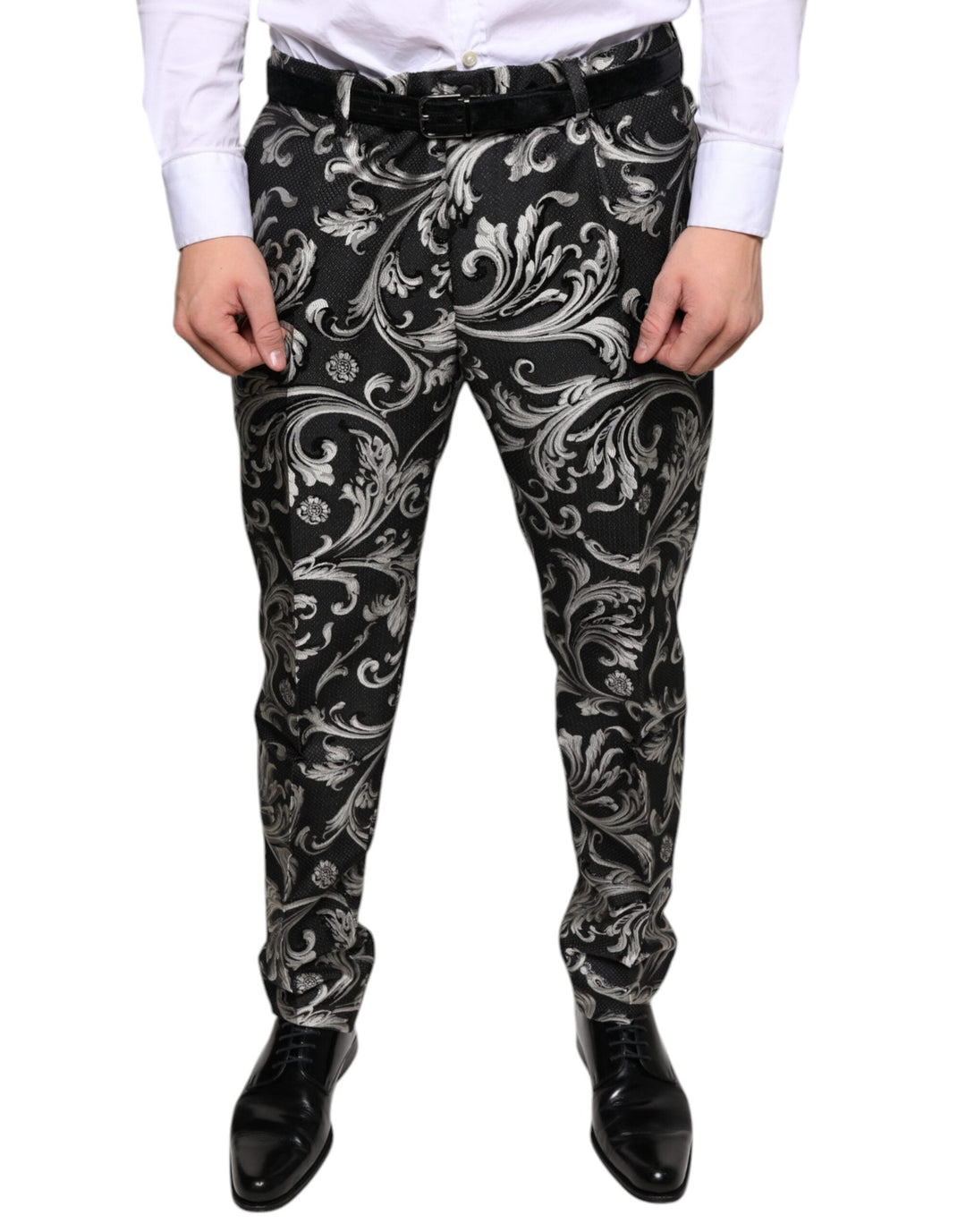 Men’s Dolce &amp; Gabbana Black Jacquard Skinny Dress Pants