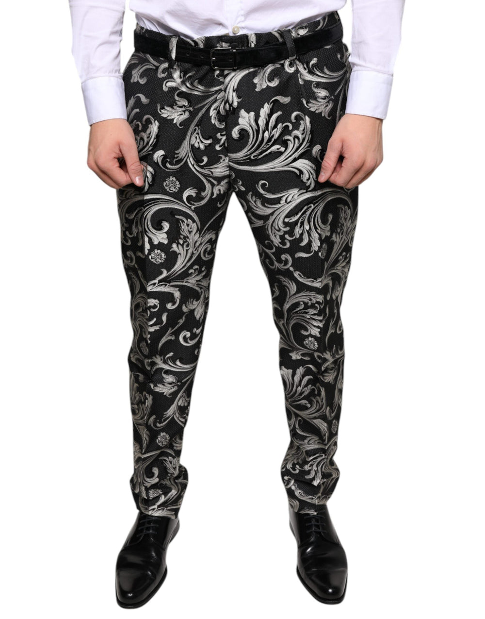 Men’s Dolce & Gabbana Black Jacquard Skinny Dress Pants