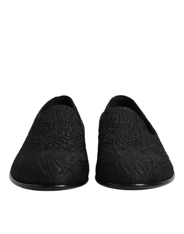 Men’s Dolce &amp; Gabbana Black Jacquard Slip on Loafers Formal Shoes