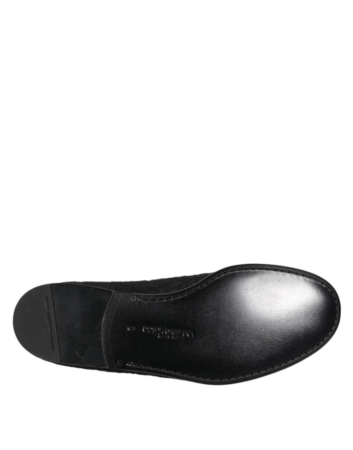 Men’s Dolce &amp; Gabbana Black Jacquard Slip on Loafers Formal Shoes