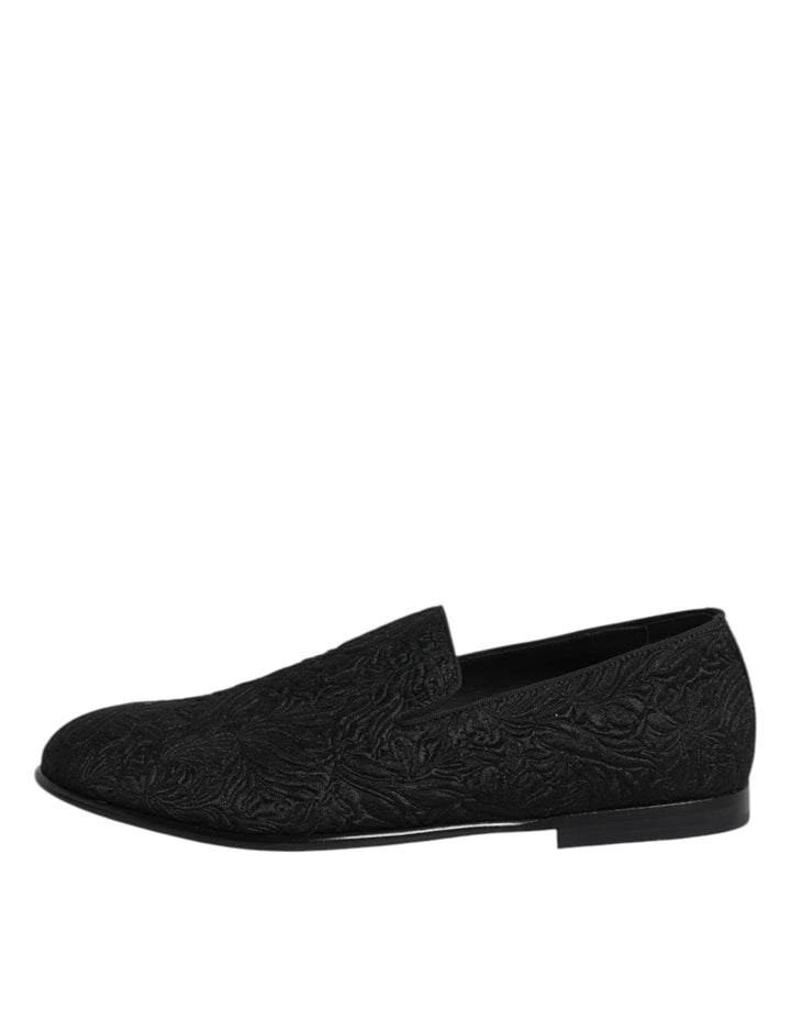 Men’s Dolce &amp; Gabbana Black Jacquard Slip on Loafers Formal Shoes