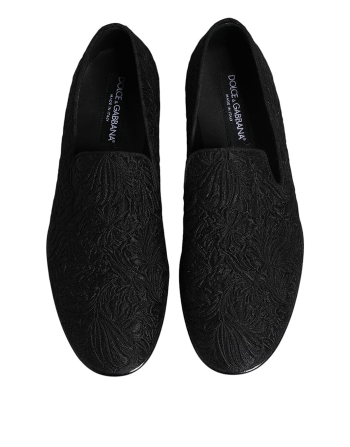 Men’s Dolce &amp; Gabbana Black Jacquard Slip on Loafers Formal Shoes