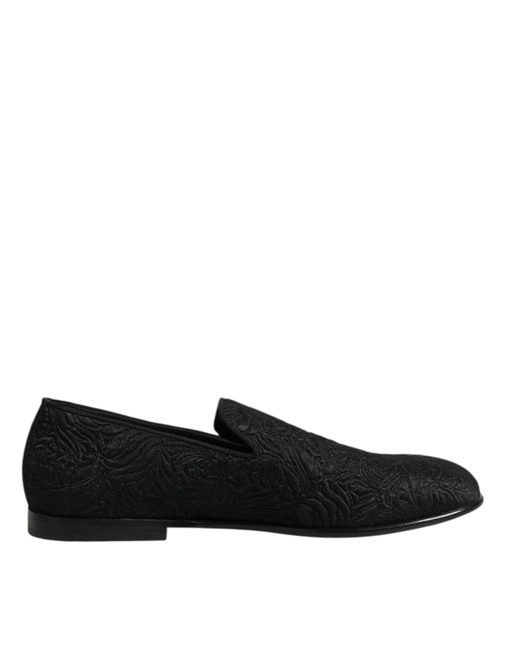 Men’s Dolce &amp; Gabbana Black Jacquard Slip on Loafers Formal Shoes