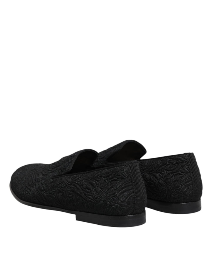 Men’s Dolce &amp; Gabbana Black Jacquard Slip on Loafers Formal Shoes