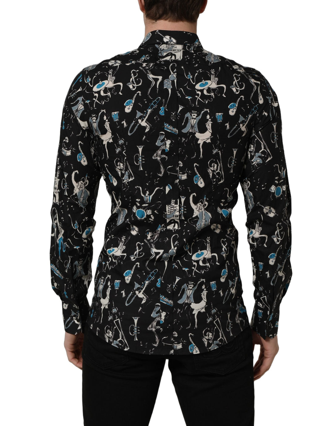 Dolce &amp; Gabbana Black Jazz Club Cotton Gold Fit Dress Shirt