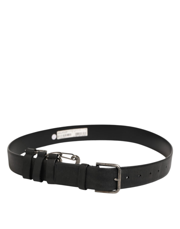 Dolce &amp; Gabbana Black Key Ring Clip Attachments Buckle Belt