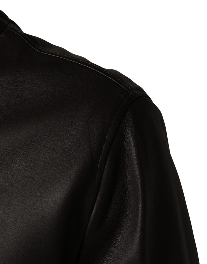 Men’s Dolce &amp; Gabbana Black Lambskinleather Full Zip Biker Jacket