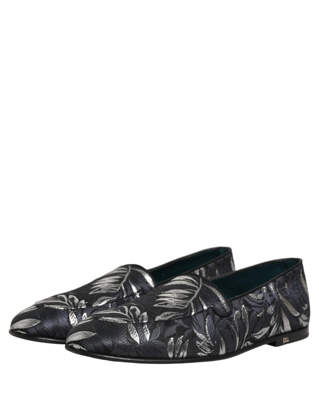 Men’s Dolce &amp; Gabbana Black Leaf Embroidery Dress Men Loafers Shoes