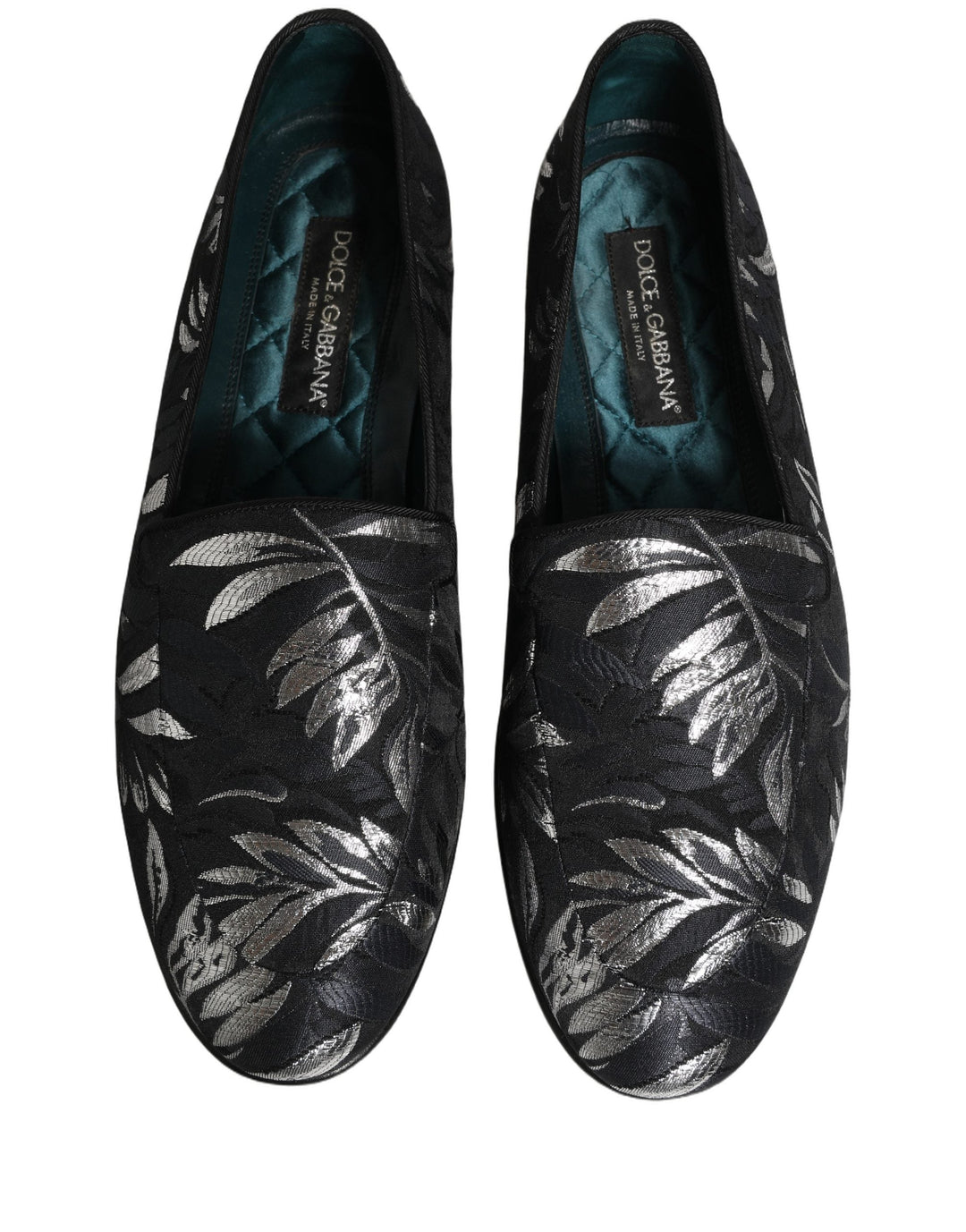 Men’s Dolce &amp; Gabbana Black Leaf Embroidery Dress Men Loafers Shoes