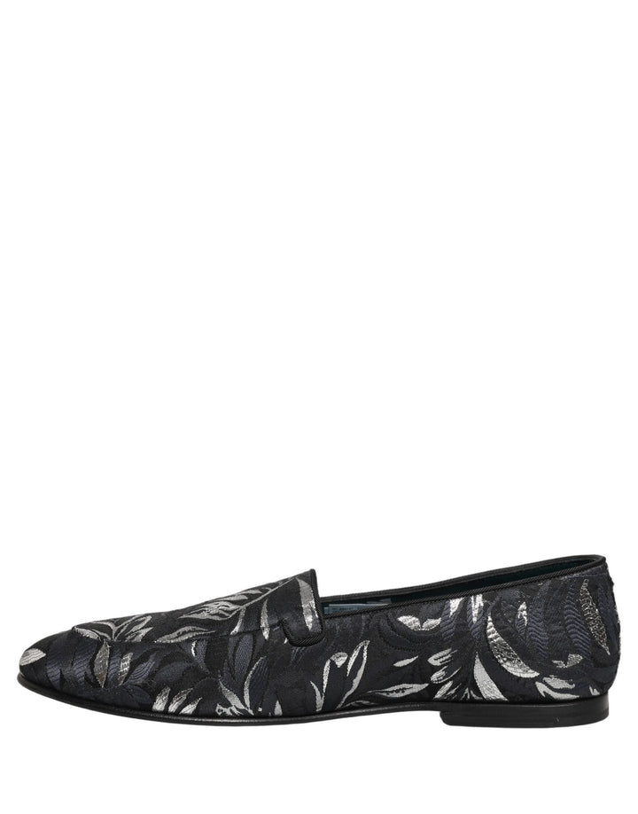 Men’s Dolce &amp; Gabbana Black Leaf Embroidery Dress Men Loafers Shoes