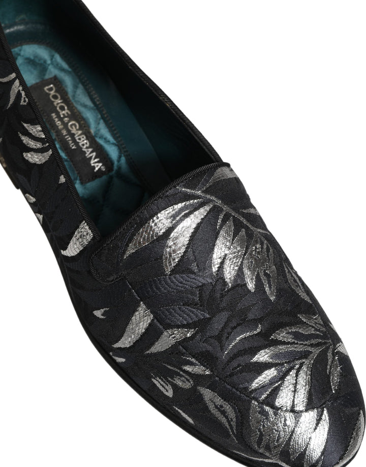 Men’s Dolce &amp; Gabbana Black Leaf Embroidery Dress Men Loafers Shoes