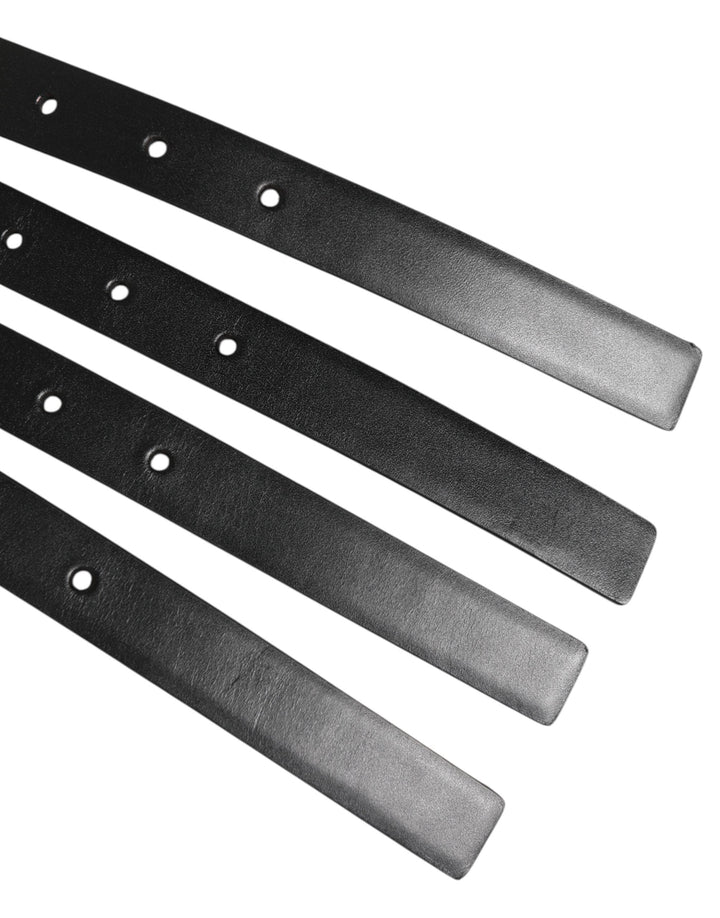 Dolce &amp; Gabbana Black Leather 4-strap Metal Multi-buckle Belt