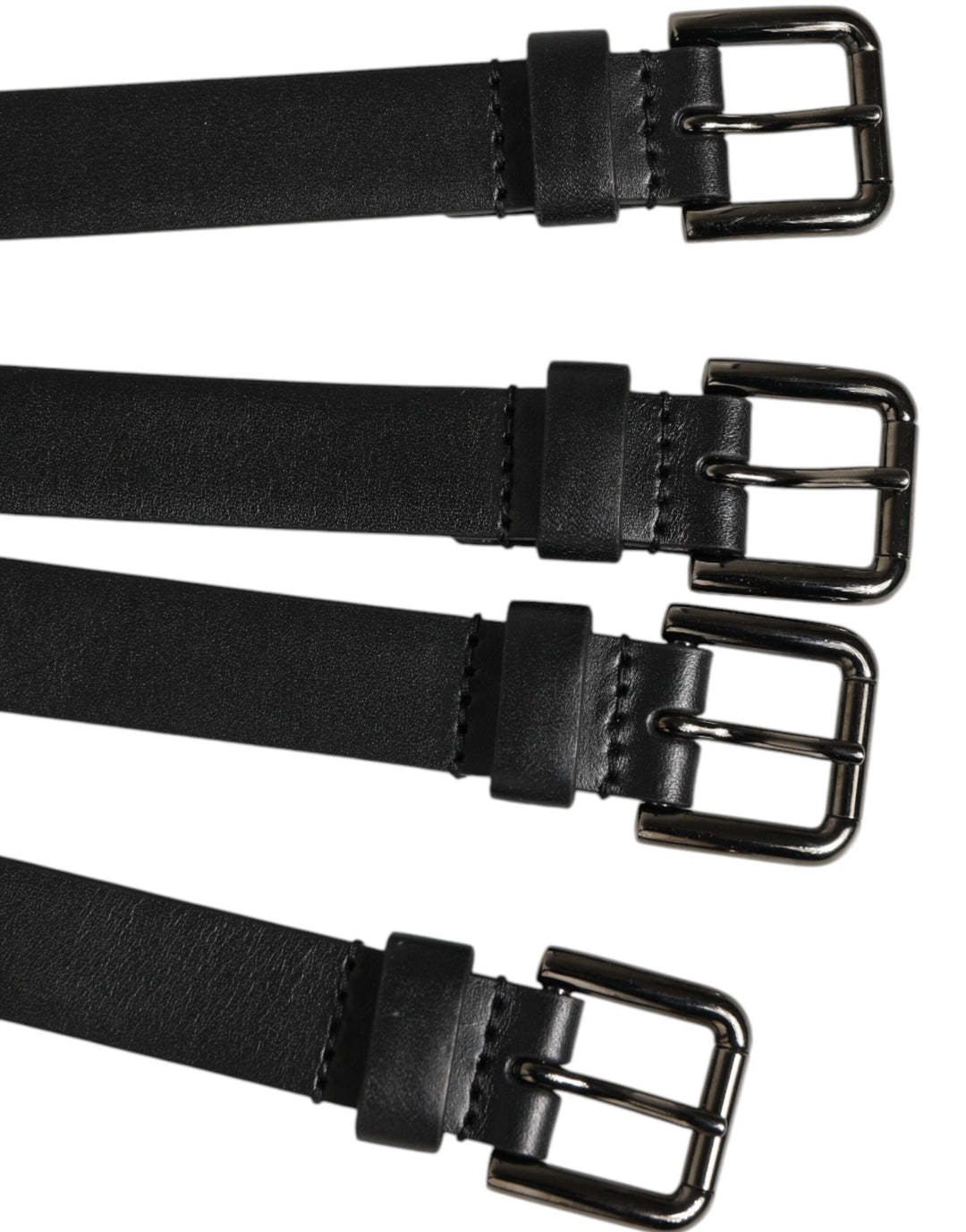 Dolce &amp; Gabbana Black Leather 4-strap Metal Multi-buckle Belt