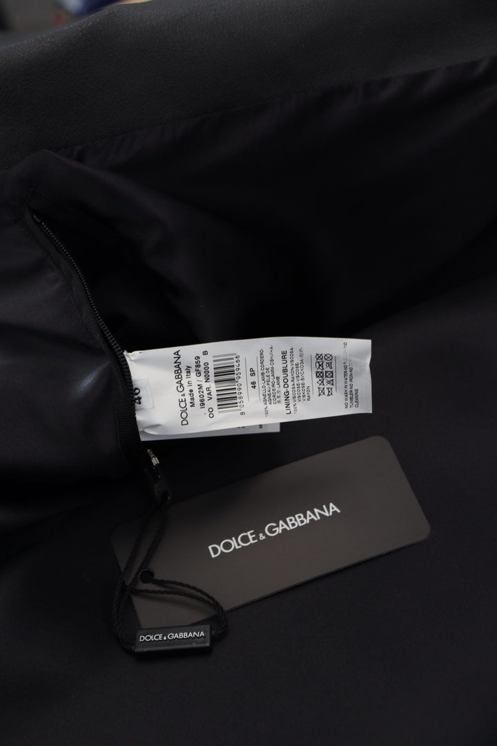 Men’s Dolce &amp; Gabbana Black Leather Biker Coat Zipper Jacket