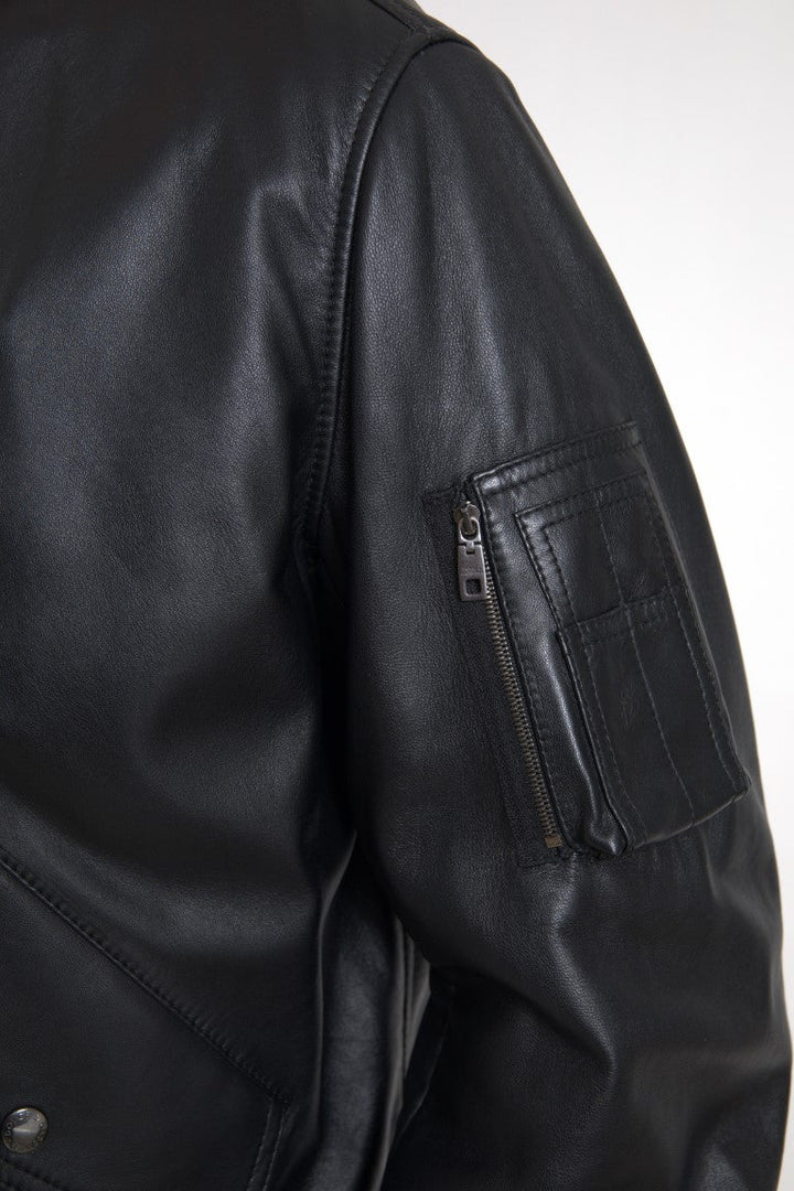 Men’s Dolce &amp; Gabbana Black Leather Blouson Full Zip Bomber Jacket