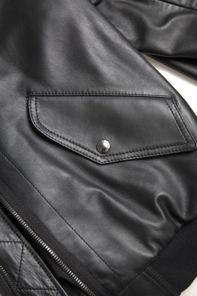 Men’s Dolce &amp; Gabbana Black Leather Blouson Full Zip Bomber Jacket