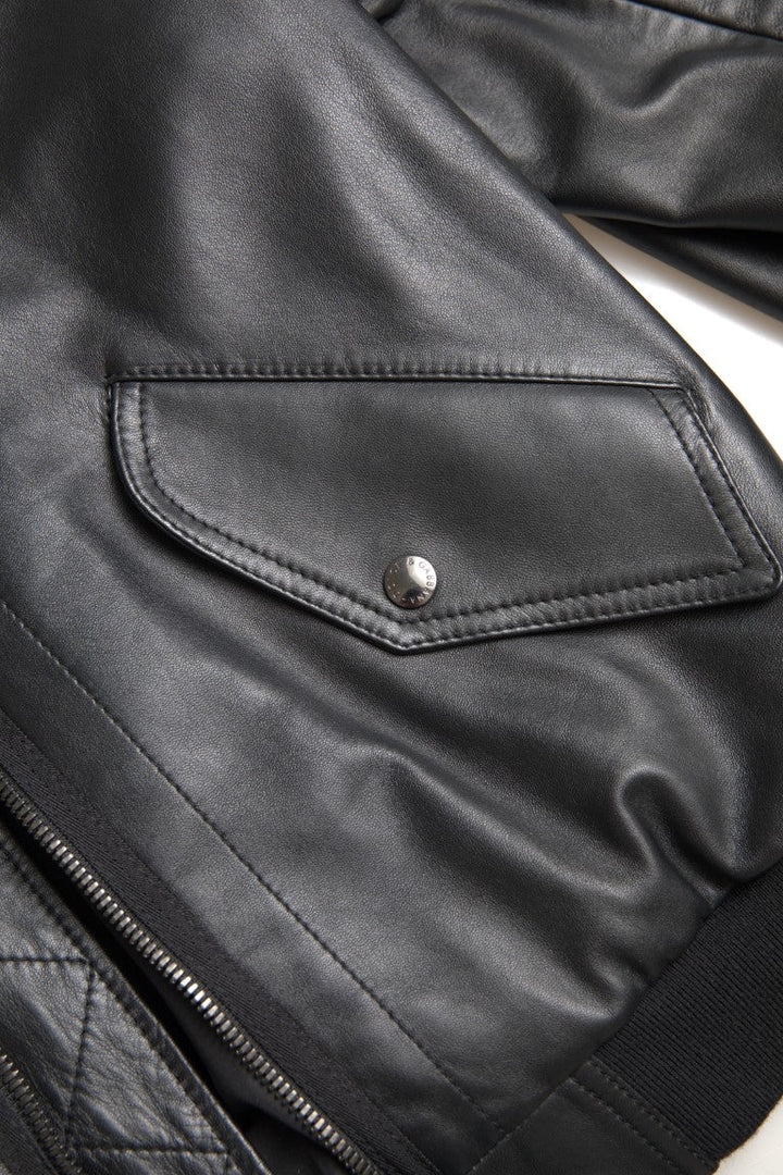Men’s Dolce &amp; Gabbana Black Leather Blouson Full Zip Bomber Jacket