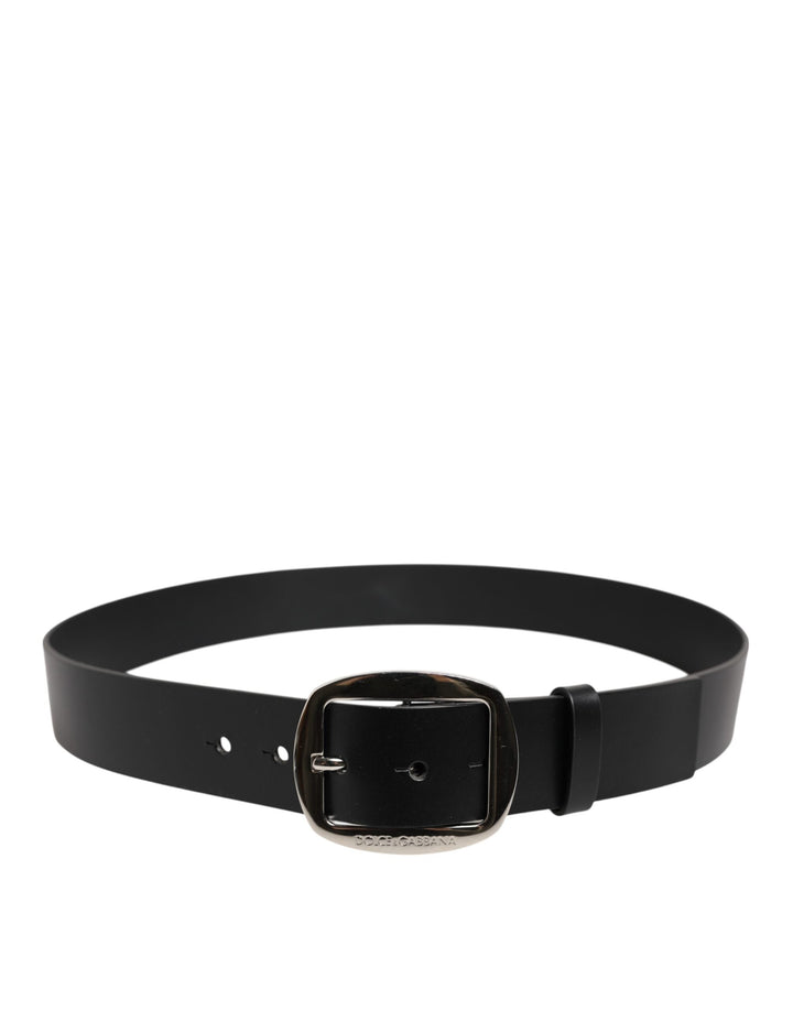 Dolce &amp; Gabbana Black Leather Classic Metal Buckle Belt