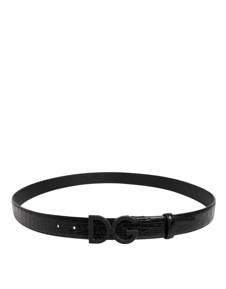 Dolce &amp; Gabbana Black Leather Classic Metal Dg Buckle Belt