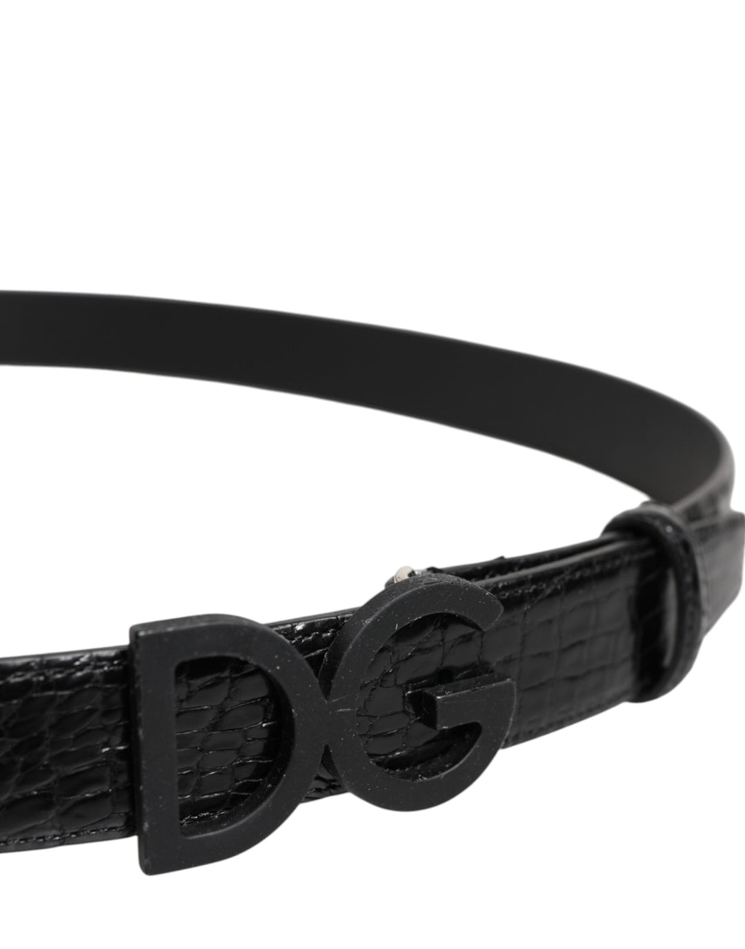 Dolce &amp; Gabbana Black Leather Classic Metal Dg Buckle Belt