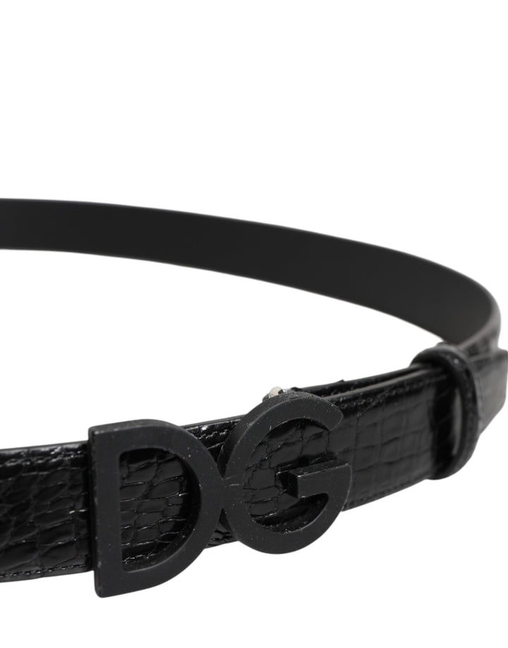 Dolce &amp; Gabbana Black Leather Classic Metal Dg Buckle Belt