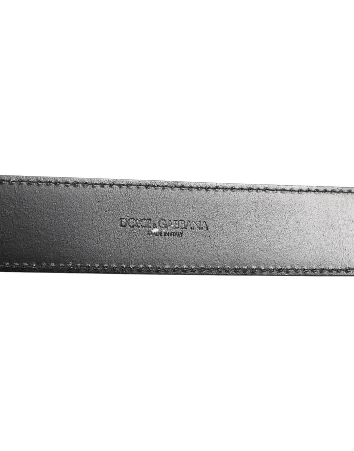 Dolce &amp; Gabbana Black Leather Classic Metal Logo Buckle Belt