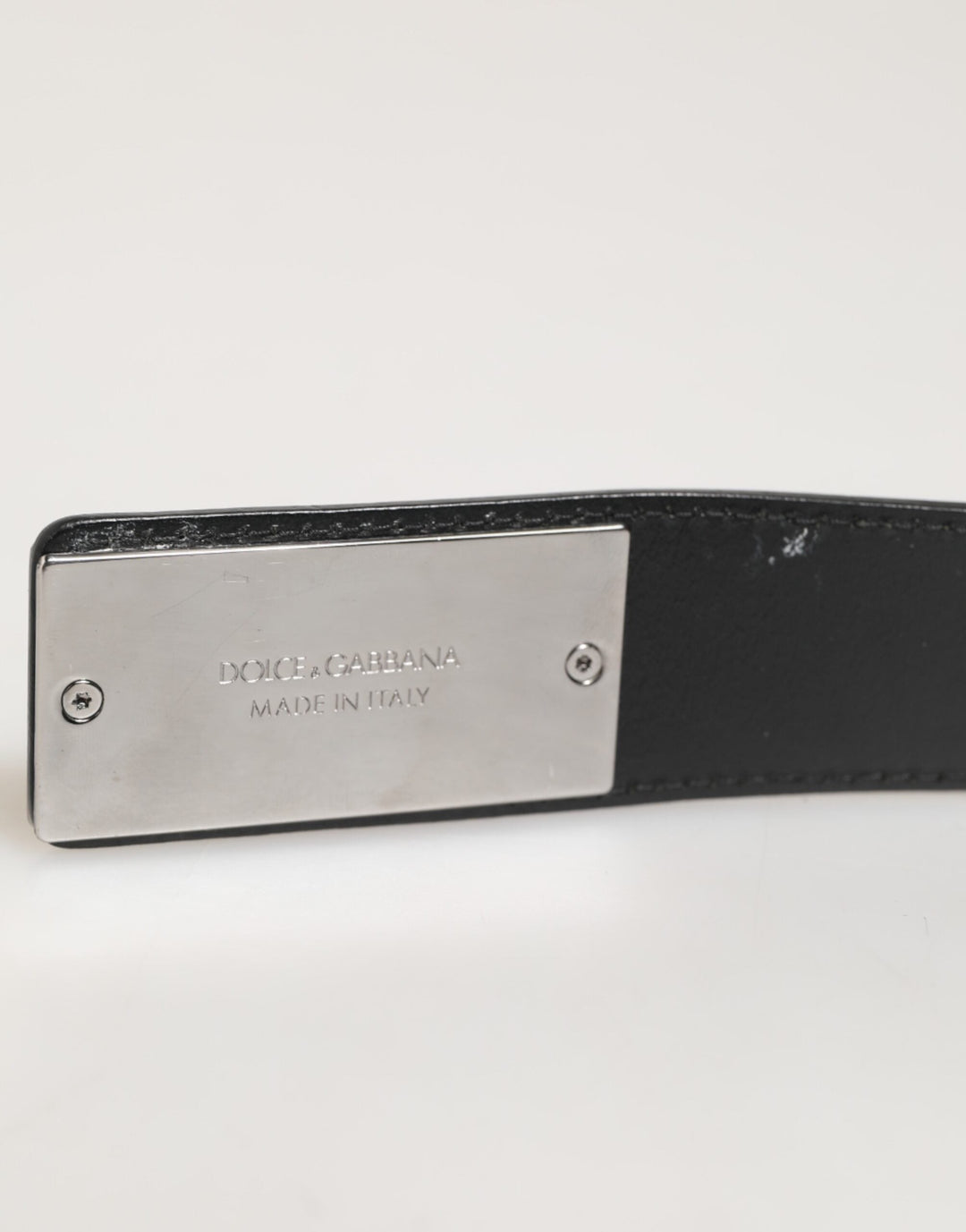 Dolce &amp; Gabbana Black Leather Classic Metal Logo Buckle Belt