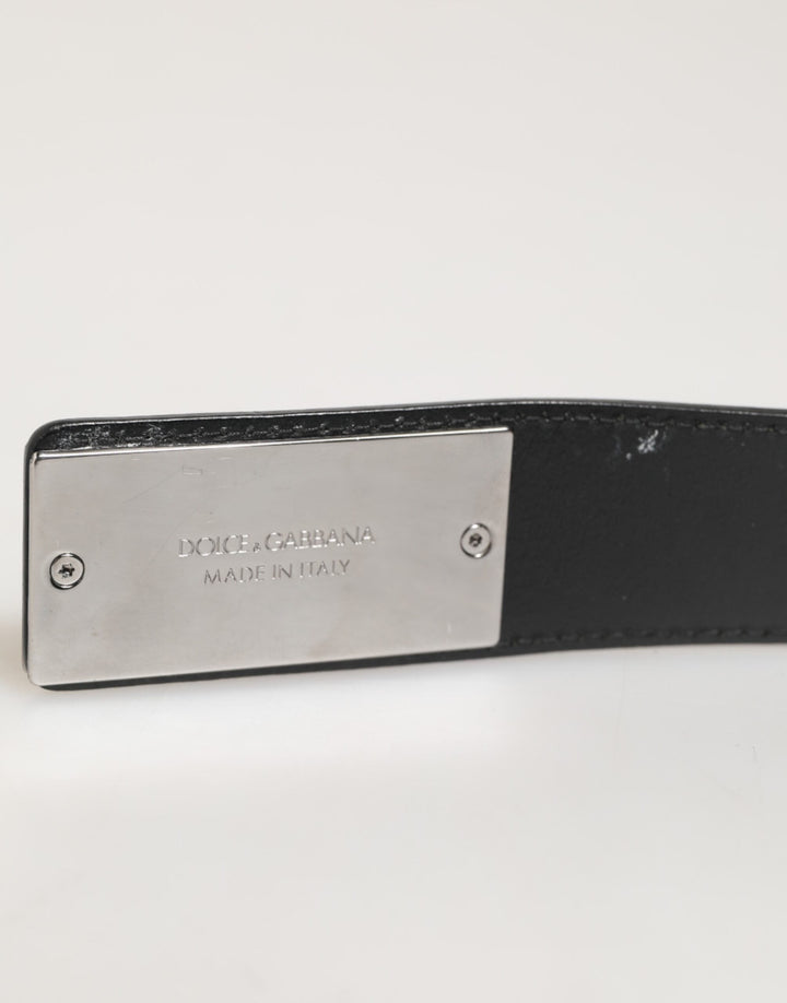 Dolce &amp; Gabbana Black Leather Classic Metal Logo Buckle Belt