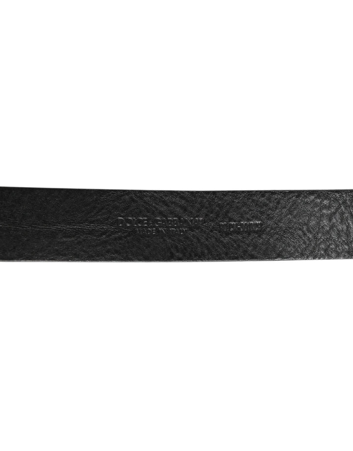 Dolce &amp; Gabbana Black Leather Classic Metal Logo Buckle Belt
