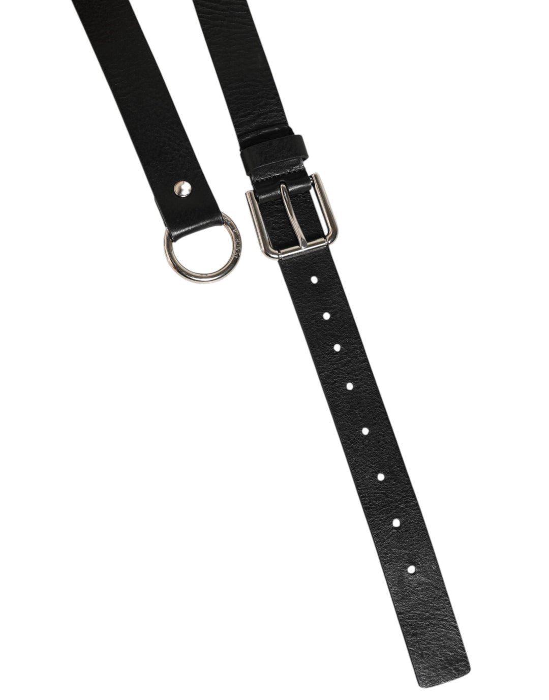 Dolce &amp; Gabbana Black Leather Classic Metal Logo Buckle Belt