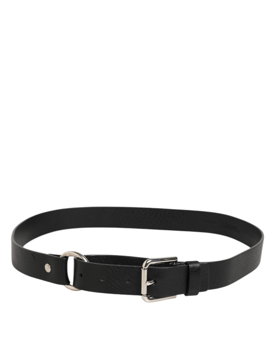 Dolce &amp; Gabbana Black Leather Classic Metal Logo Buckle Belt