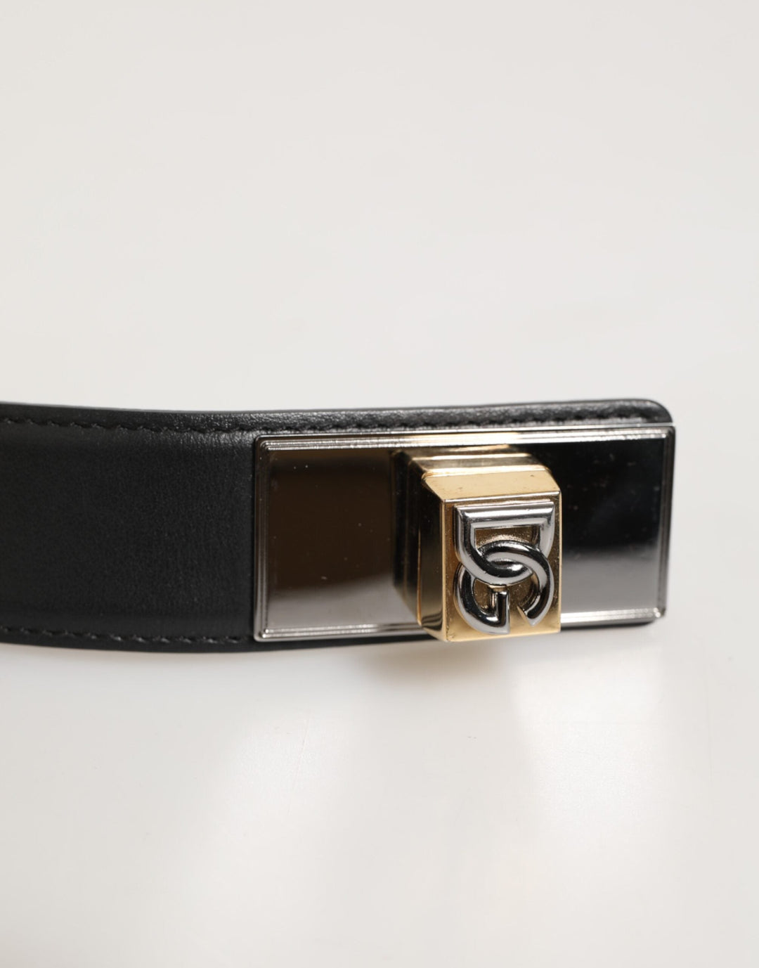 Dolce &amp; Gabbana Black Leather Classic Metal Logo Buckle Belt