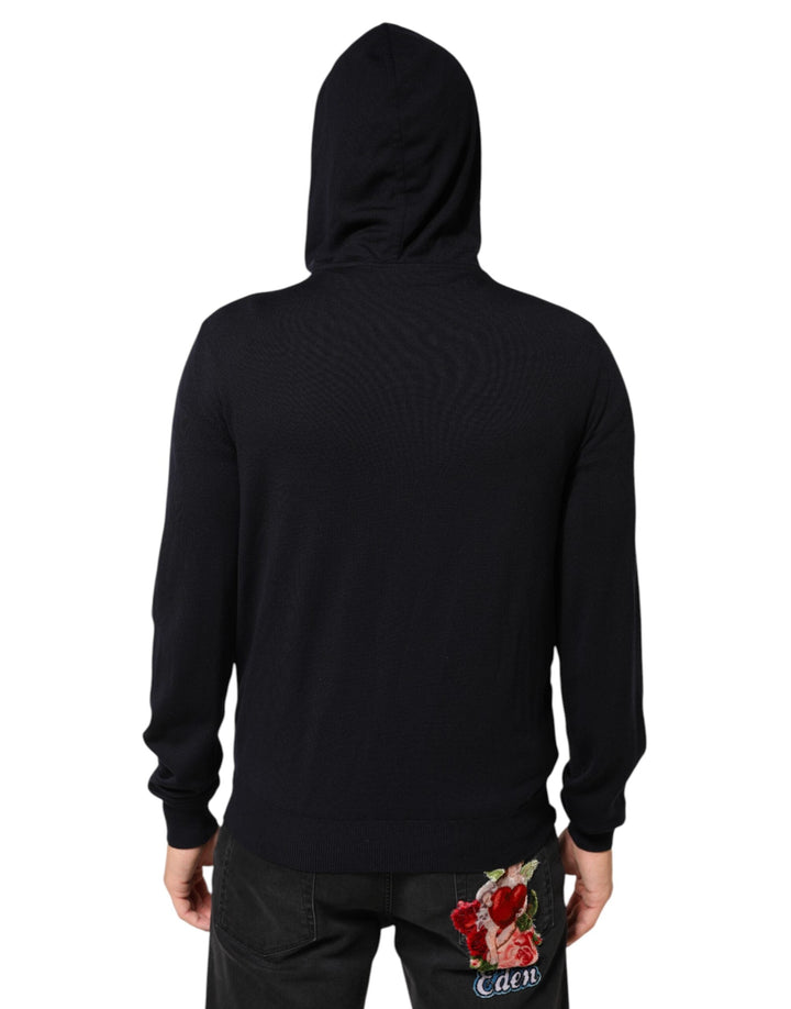 Men’s Dolce &amp; Gabbana Black Leather Full Zip Hooded Blouson Jacket
