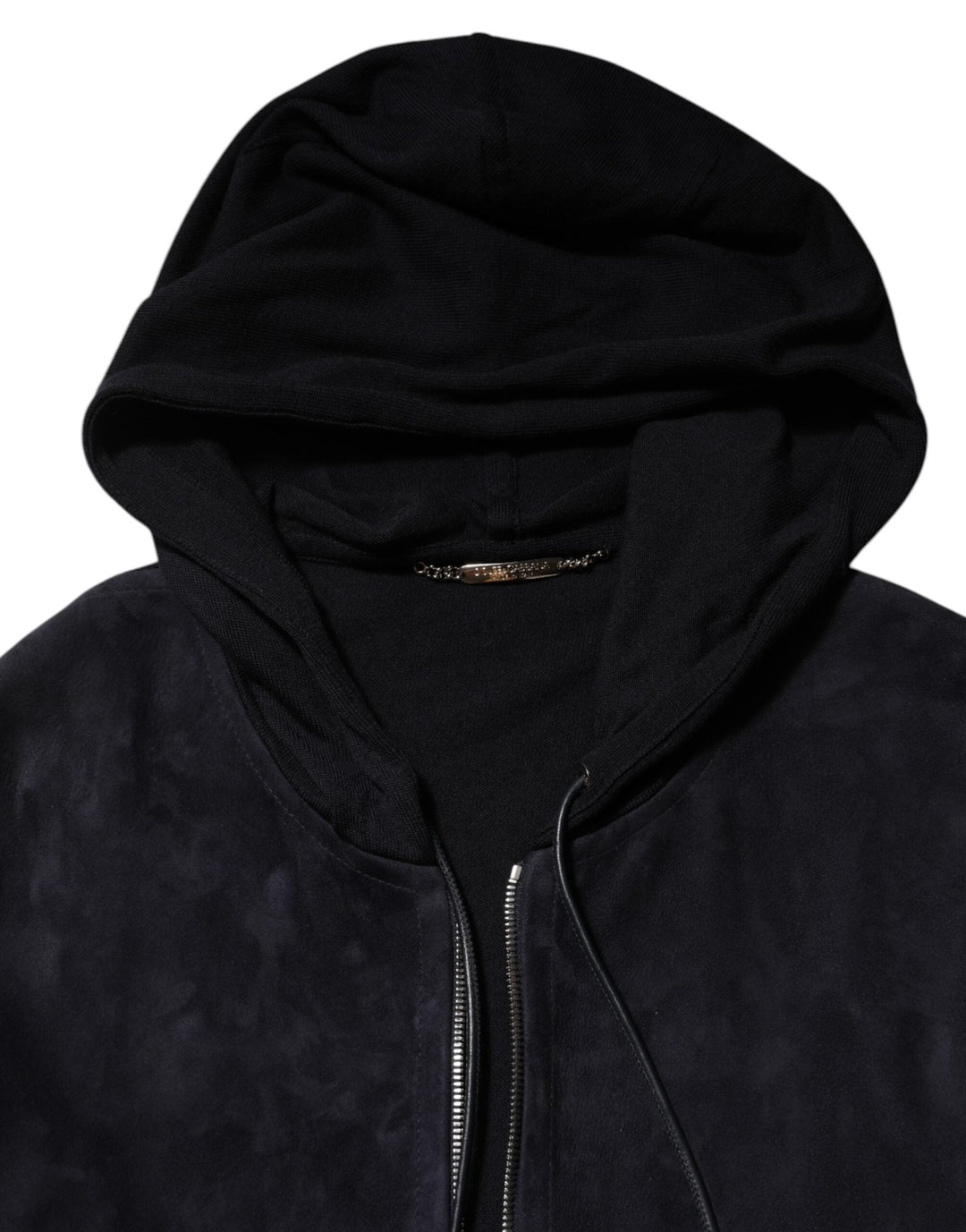 Men’s Dolce &amp; Gabbana Black Leather Full Zip Hooded Blouson Jacket