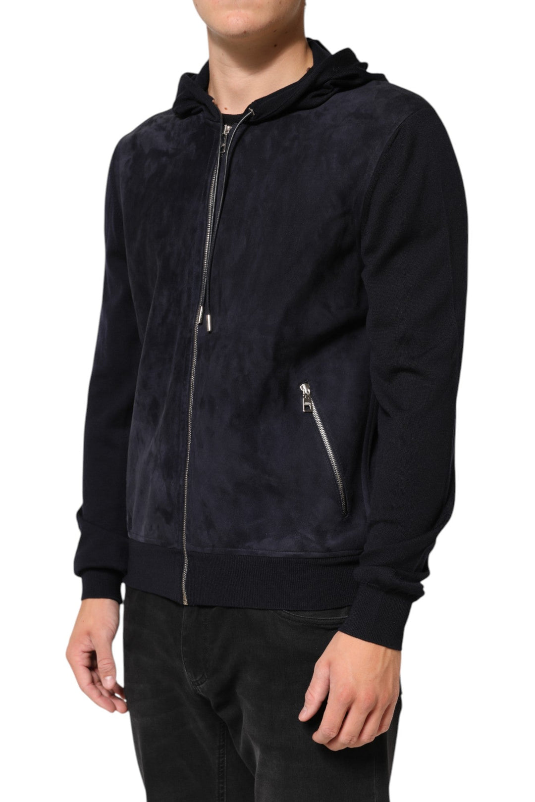 Men’s Dolce &amp; Gabbana Black Leather Full Zip Hooded Blouson Jacket