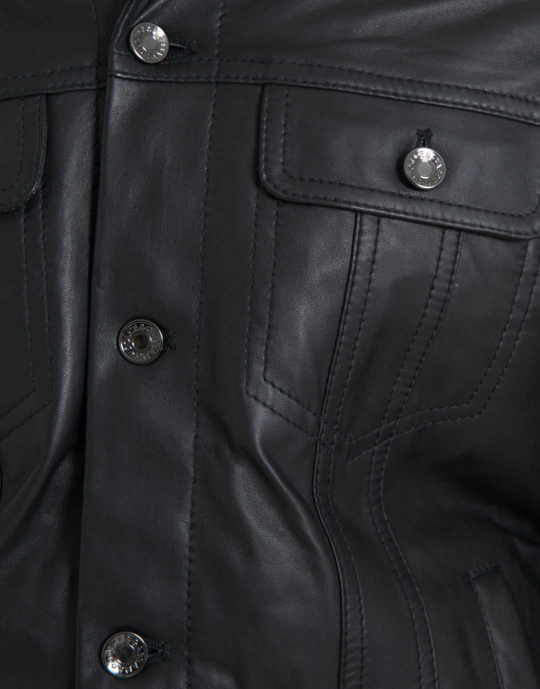 Men’s Dolce &amp; Gabbana Black Leather Fur Collar Biker Coat Jacket