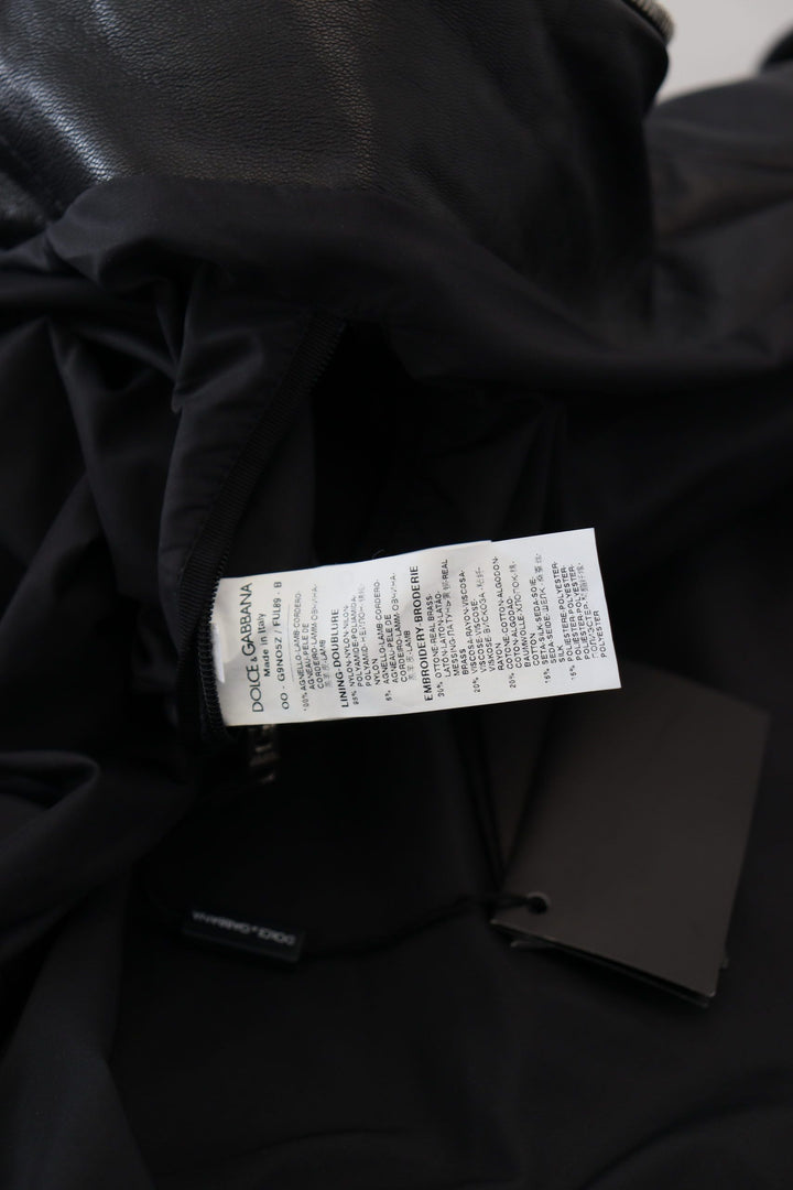 Men’s Dolce &amp; Gabbana Black Leather Hooded Blouson Coat Jacket