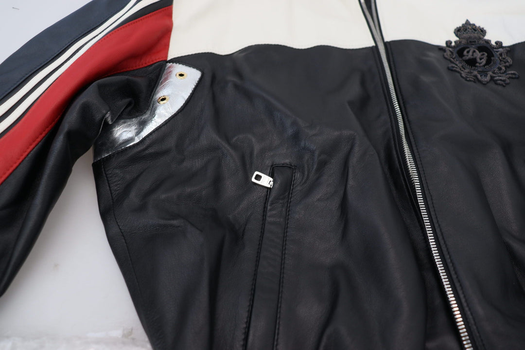 Men’s Dolce &amp; Gabbana Black Leather Hooded Blouson Coat Jacket