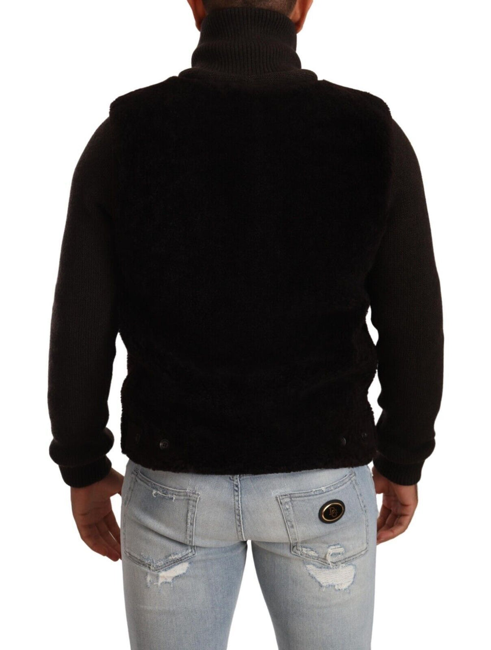 Men’s Dolce & Gabbana Black Leather Mens Turtle Neck Coat Jacket