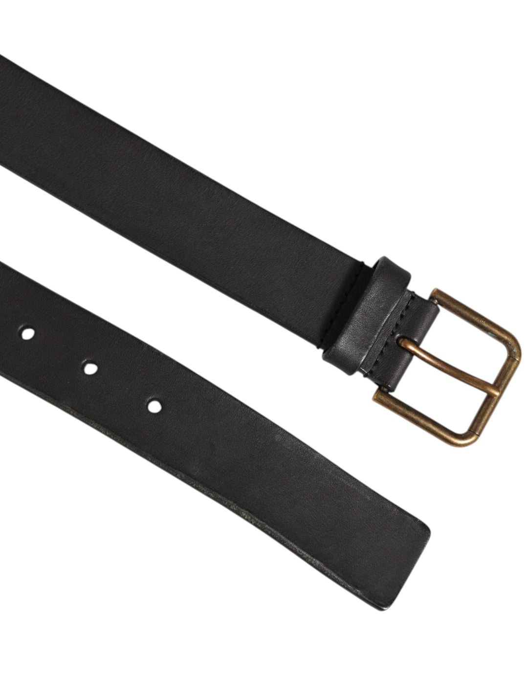 Dolce &amp; Gabbana Black Leather Metal Buckle Classic Men Belt
